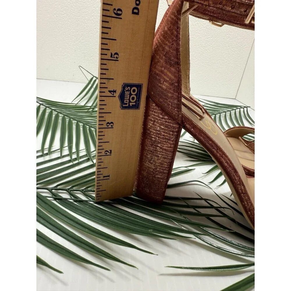Sam Edelman Women's Rust Pink Yaro Block Wrapped Heel Ankle Strap Sandal Sz 9.5